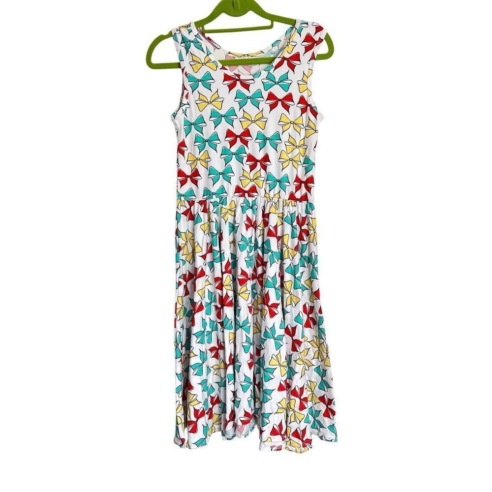 Dot Dot Smile Dress Girls Size 14 Bows Print Sleeveless Tank Twirl Dress NWOT
